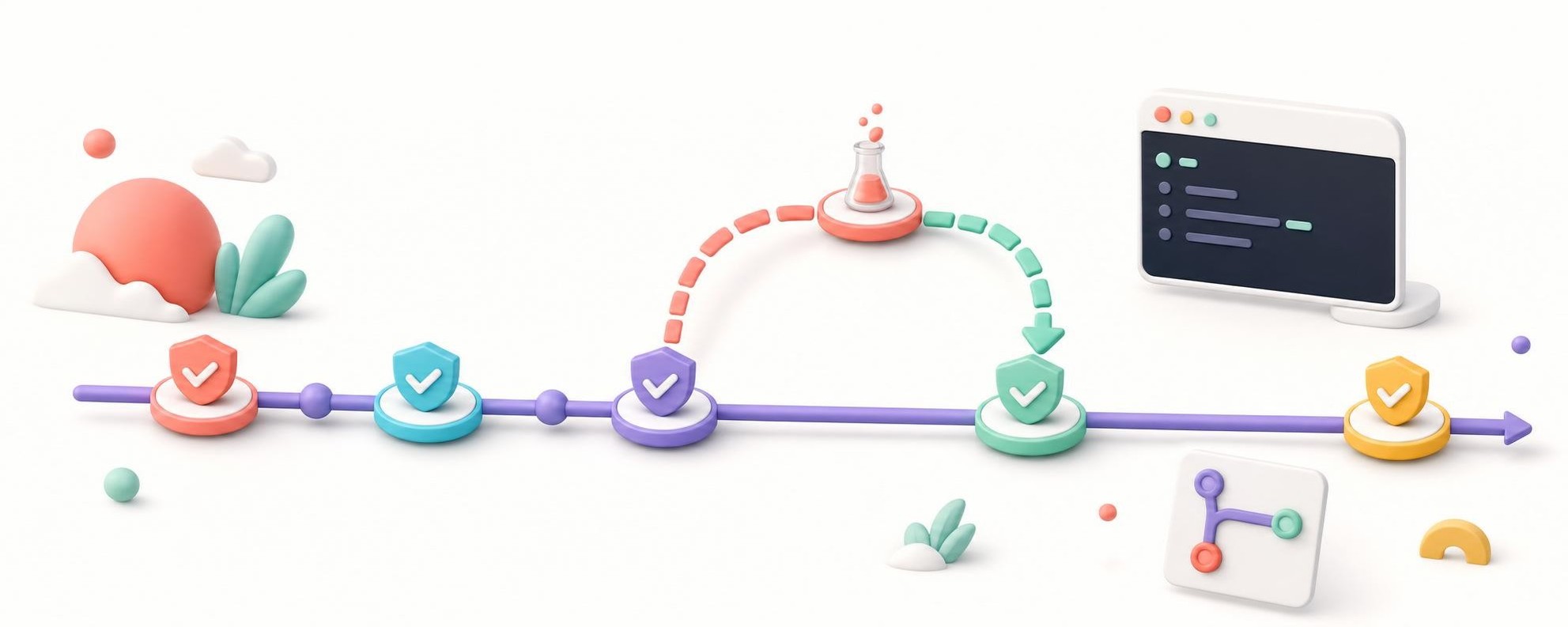 Ilustração do módulo Checkpoints, rewind e experimentação segura