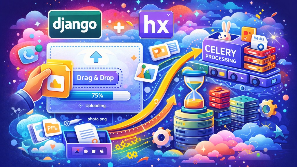 Uploads Modernos em Django com HTMX: Drag & Drop, Barra de Progresso e Pipeline Assíncrono com Celery